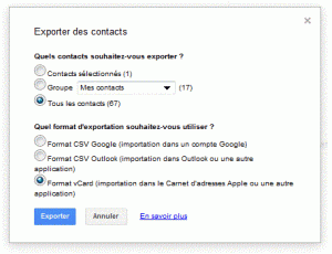 exporter des contacts android