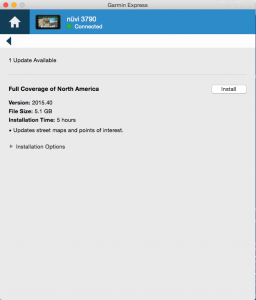 mise à jour disponible avec Garmin Express