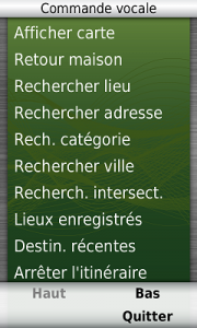commande vocale reconnue par Nuvi 850
