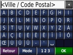 ecran saisie ville code postal