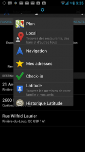 navigation vers  local navigation mes adresses check-in latitude historique latitude