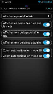 parametres affichage de la map sur Android tomtom