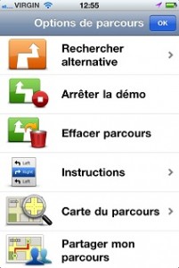 TomTom iPhone - options parcours